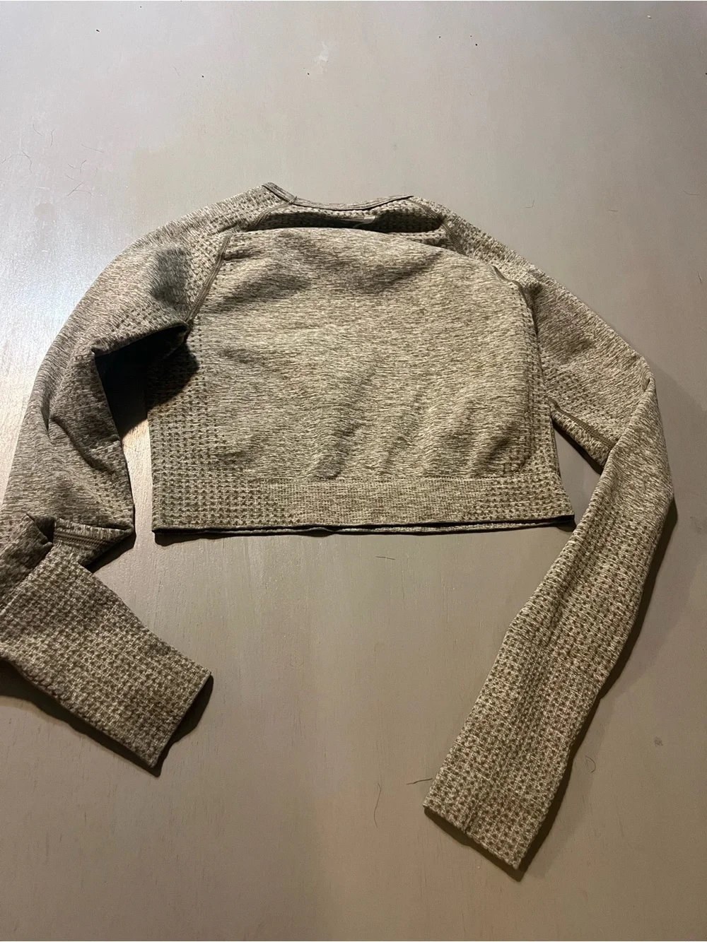 Gymshark Vital Seamless Long Sleeve Crop Top - Heathered Sage Green, Size S